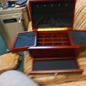 Elegant Wooden Jewelry Box with Black Interior